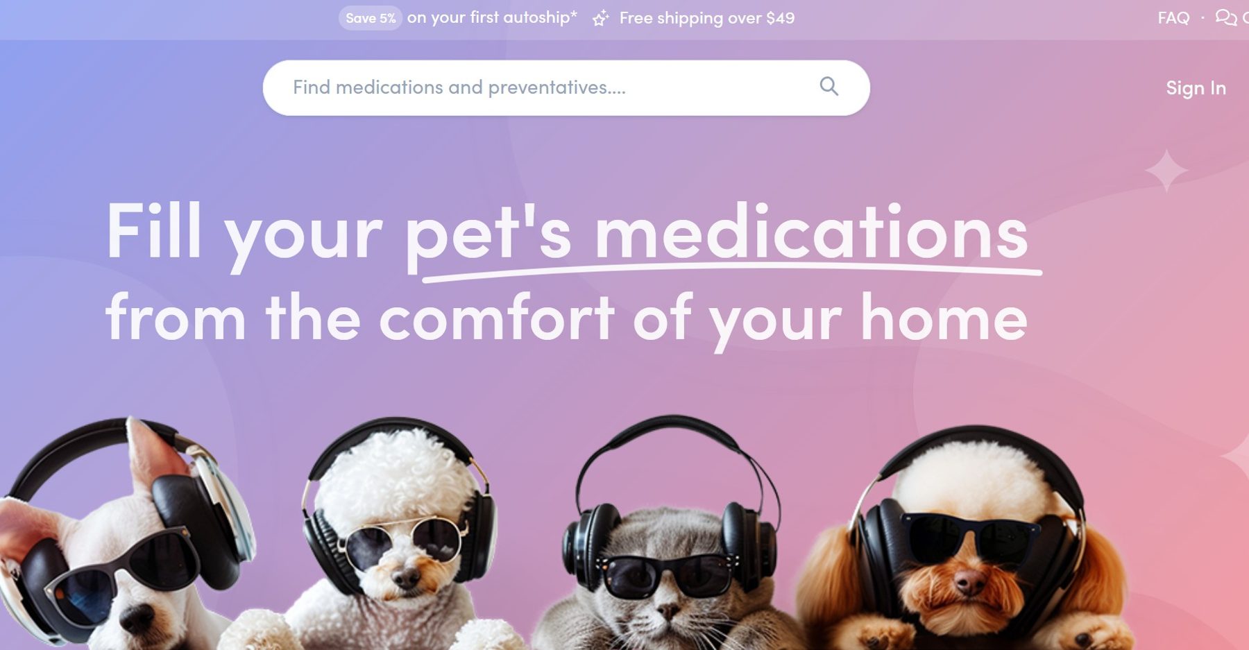 Pet prescription medications ready for home delivery